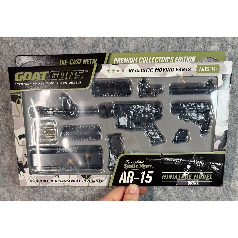 NEW Roman Atwood Smile More AR-15 Black Splatter Goat Gun Die Cast Model